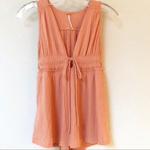 FREE PEOPLE Deep V Tie Front Sleeveless Top SZ XS